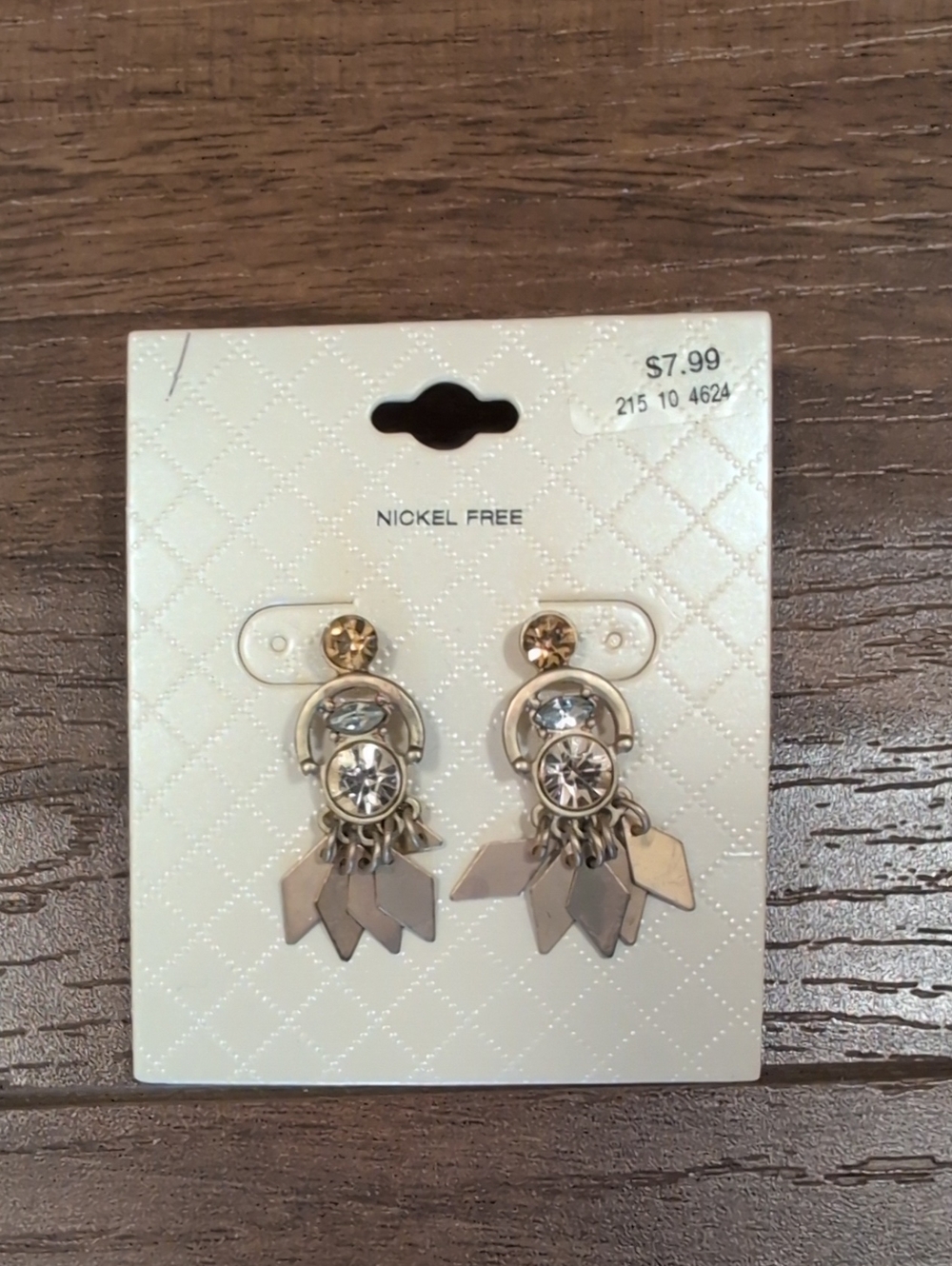 Gold-Tone Crystal Drop Earrings Boho Dream Catcher Style